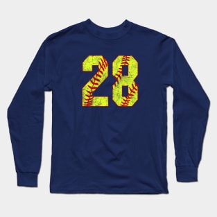 Fastpitch Softball Number 28 #28 Softball Shirt Jersey Uniform Favorite Player Biggest Fan Long Sleeve T-Shirt